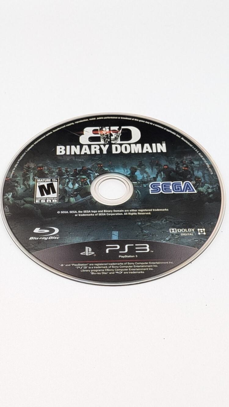 Binary Domain (Sony PlayStation 3, 2012) PS3 Loose Disc Tested Working